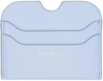 Acne Studios Blue Leather Card Holder In Taupe Beige