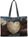 Acne Studios Denim Patch Heart Tote Bag In Blue