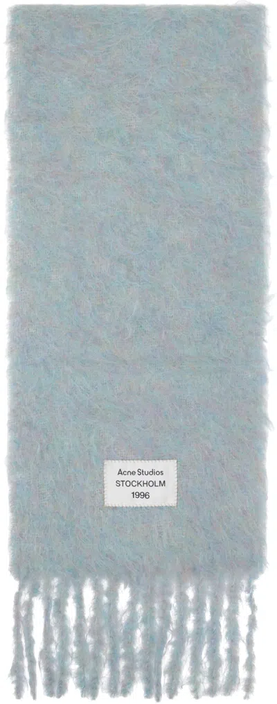 Acne Studios Blue Logo Wool Scarf