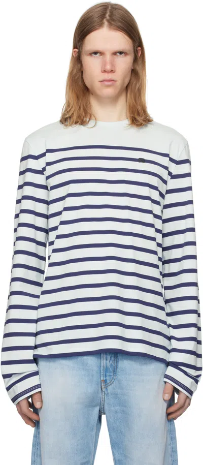 Acne Studios Striped Long-sleeved T-shirt In Blue