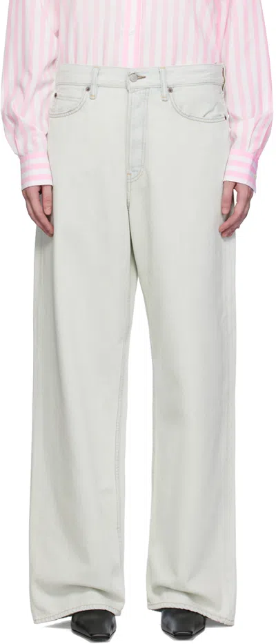Acne Studios Logo-appliqué Wide-leg Jeans In 228 Light Blue