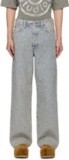 Acne Studios Blue Loose Fit 1981m Monogram Jeans In Blue/beige