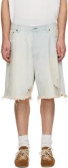 Acne Studios Light-washed Denim Shorts With Distressed Hem In Multi