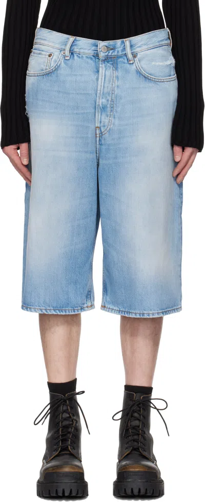 Acne Studios Blue Loose Fit Denim Shorts In 228 Light Blue