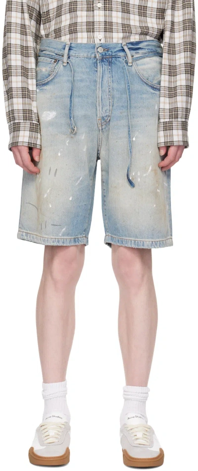Acne Studios Blue Loose-fit Denim Shorts In 228 Light Blue
