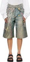 Acne Studios Blue Loose Fit Denim Shorts In Auz Mid Blue