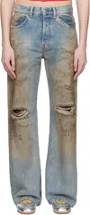 Acne Studios Womens Mid Blue Distressed Wide-leg Mid-rise Jeans In Auz Mid Blue