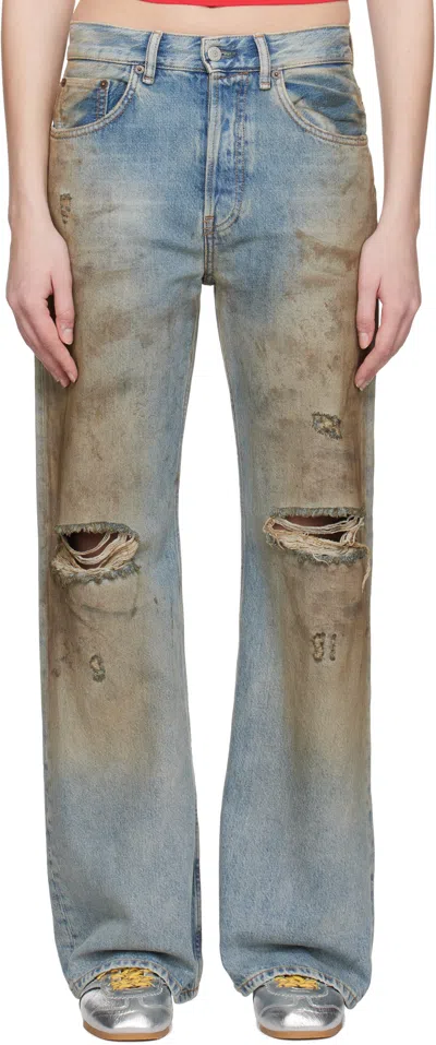 Acne Studios Blue Loose Fit Jeans In Auz Mid Blue