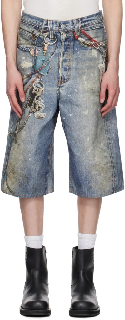 Acne Studios Blue Loose-fit Shorts In Mid Blue