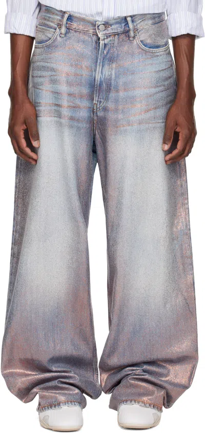Acne Studios Blue Loose Glitter 1981 Jeans In Gray