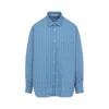 Acne Studios Striped Long Sleeve Button Up Shirt In Blue