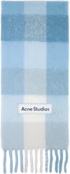Acne Studios Mohair Check Scarf In Blue