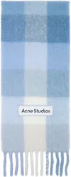 Acne Studios Blue Mohair Checked Scarf In Blue