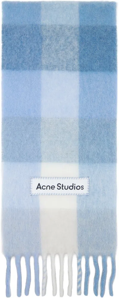 Acne Studios Blue Mohair Checked Scarf