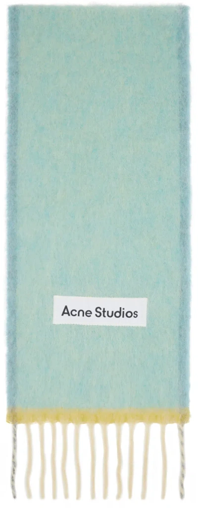 Acne Studios Blue Narrow Wool Mohair Scarf In 228 Light Blue