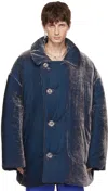 Acne Studios Blue Padded Coat In Dgz Silver Blue