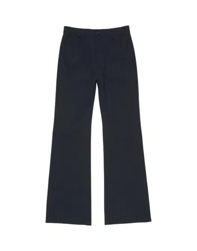 Acne Studios Blue Pinstripe Casual Pants In Black