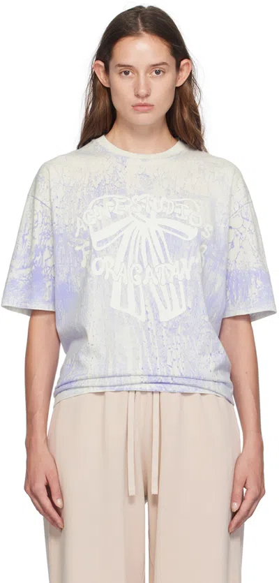 Acne Studios Blue Plaster Print T-shirt In Dc2 Faded Blue