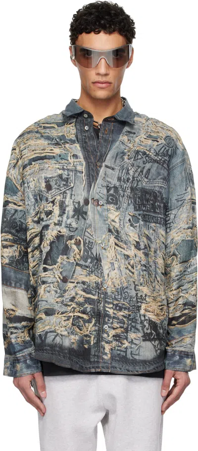 ACNE STUDIOS BLUE PRINTED BUTTON-UP SHIRT