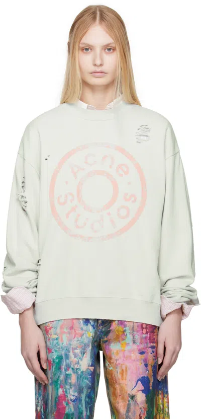 Acne Studios Blue Printed Logo Sweatshirt In Aqh Ice Blue