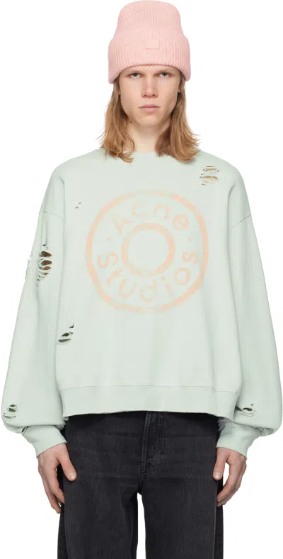 Acne Studios Blue Printed Logo Sweatshirt In Aqh Ice Blue