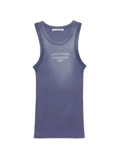 Acne Studios Blue Printed Scoop Neck Tank Top