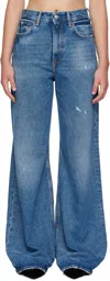Acne Studios Regular Fit High Waist Wide Leg Jeans In Blue