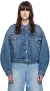 Acne Studios Blue Relaxed Cropped Fit Denim Jacket In 863 Mid Blue