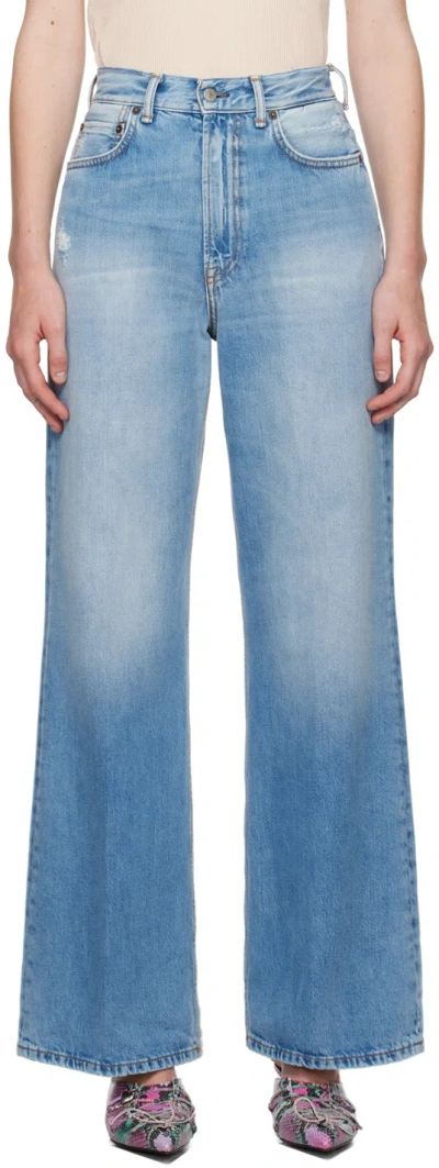 Acne Studios Blue Relaxed Fit 2022f Jeans In Logo Patch On The Back