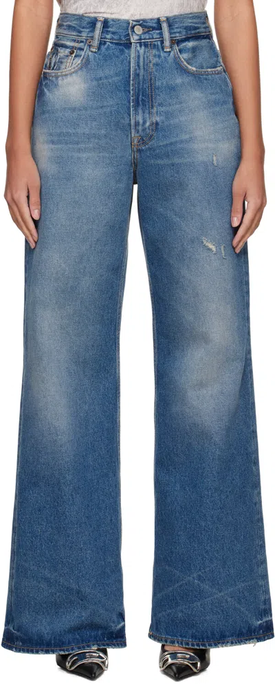 Acne Studios Blue Relaxed Fit 2022f Jeans In Auz Mid Blue
