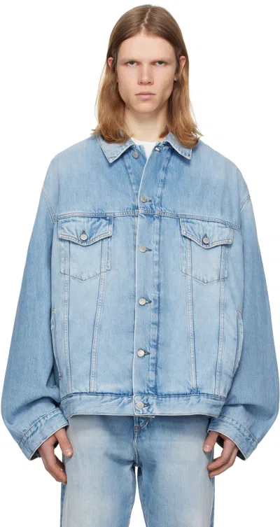 Acne Studios Morris Stonewashed Oversized Jacket In Light Blue