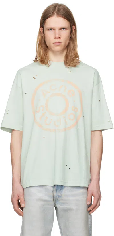 Acne Studios Blue Relaxed Fit Logo T-shirt In Aqh Ice Blue