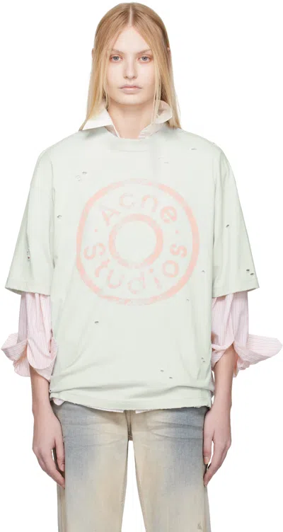 Acne Studios Blue Relaxed Fit Logo T-shirt In Aqh Ice Blue