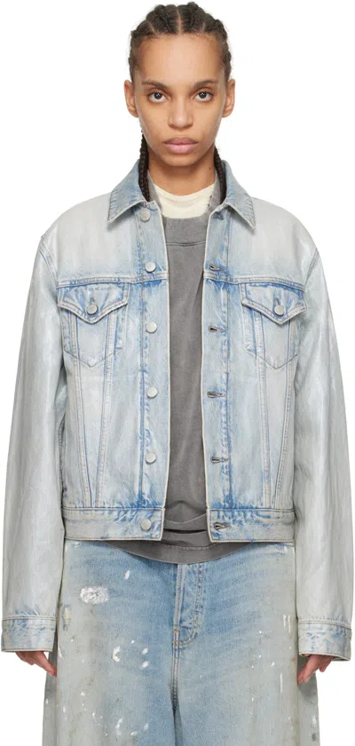 Acne Studios Blue Rye Holo Mermaid Denim Jacket In 228 Light Blue