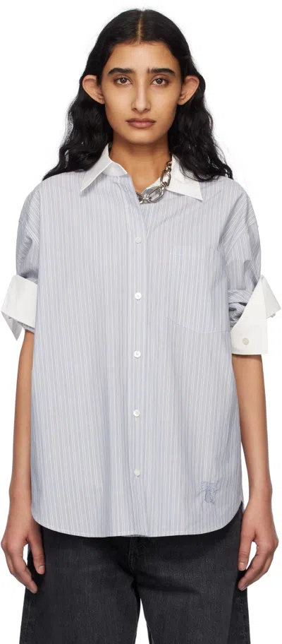 Acne Studios Blue Short Sleeve Shirt In Af2 Blue/white