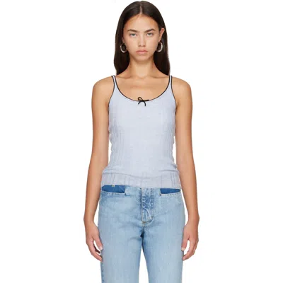 Acne Studios Blue Silk Knit Tank Top In 228 Light Blue