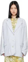Acne Studios Oversized Frayed Cotton And Linen-blend Blazer In Aav Pale Blue