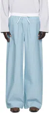 Acne Studios Striped Cotton Trousers In Blue