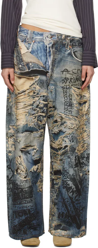 Acne Studios Blue Super Baggy Fit 2023 Jeans In 863 Mid Blue
