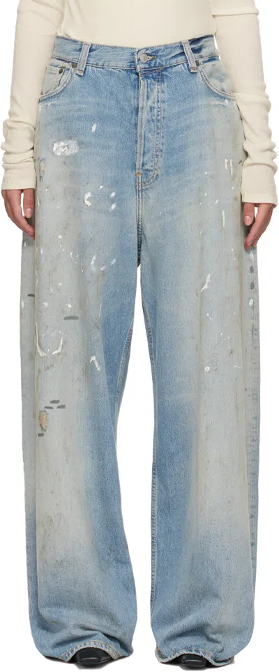 Acne Studios Blue Super Baggy Fit 2023f Jeans In 228 Light Blue