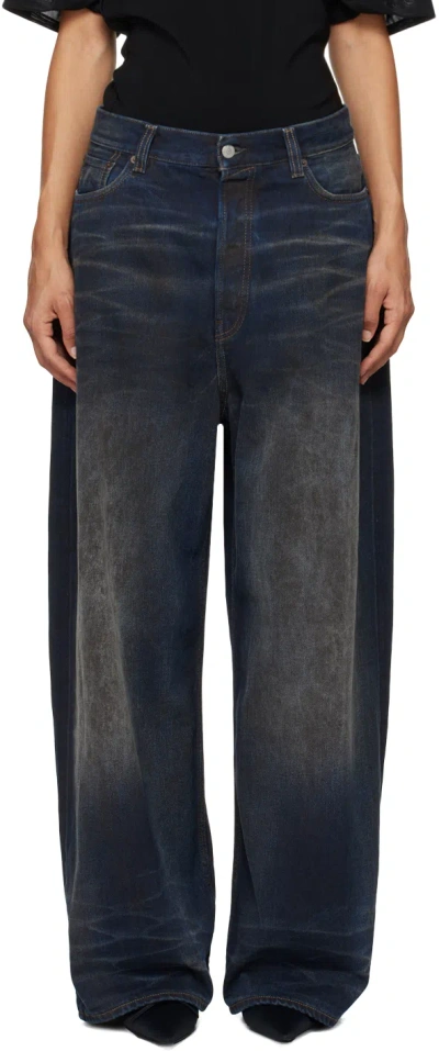 Acne Studios Blue Super Baggy Fit 2023f Jeans In 838 Dark Blue
