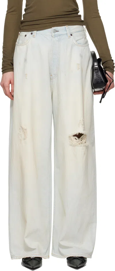 Acne Studios Blue Super Baggy Fit 2023f Jeans In Cn2 Light Blue/white