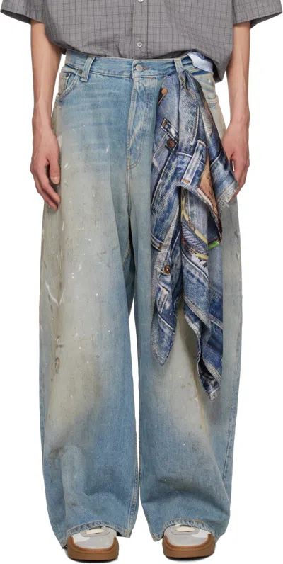 Acne Studios Blue Super Baggy Fit 2023m Jeans In 228 Light Blue