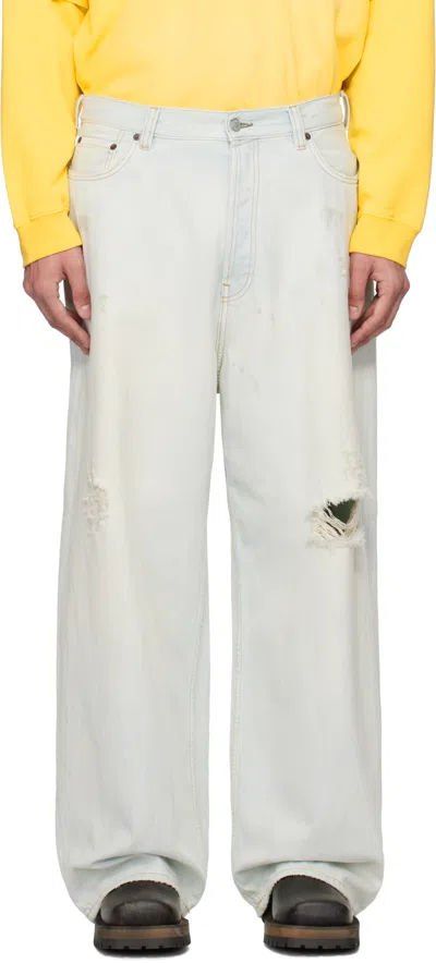 Acne Studios Blue Super Baggy Fit 2023m Jeans In Cn2 Light Blue/white