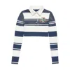 Acne Studios Striped Cropped Cotton Polo Shirt In Blue