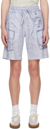Acne Studios Printed Linen & Cotton Shorts In 228 Light Blue