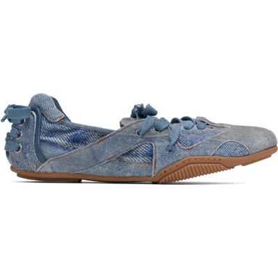 Acne Studios Blue Trompe L'oeil Denim Sneakers In 228 Light Blue