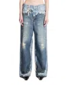 Acne Studios Trompe L Oeil Jeans Mid Rise Trousers In Blue