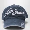Acne Studios Blue Washed-effect Baseball Cap With Logo In Brown