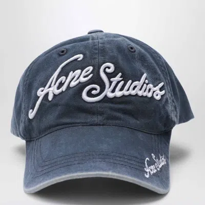 Acne Studios Blue Washed-effect Baseball Cap With Logo Women